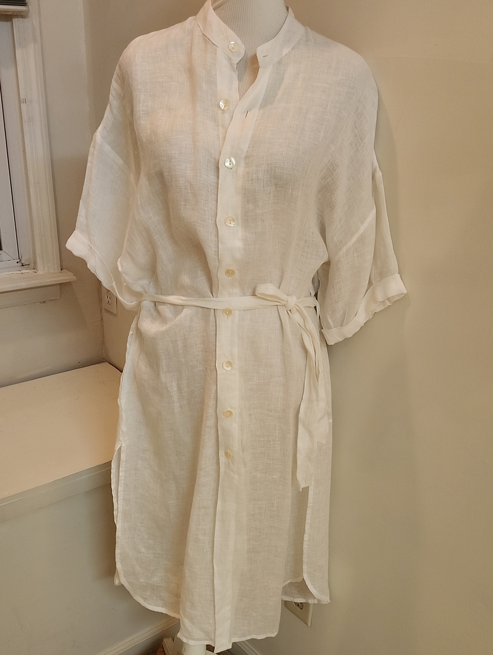 Vitamin A Drifter Cover-Up Dress Midi Beach Linen White Size Small Oversize